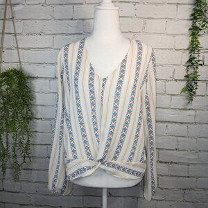 PINK REPUBLIC BLOUSE, LONG SLEEVE, GEOMETRIC DESIGN, SIZE MED WOMENS
